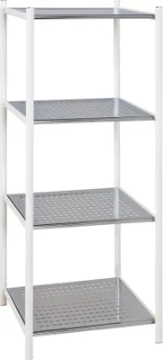 Obrázek produktu pro HAKU koupelnová police, chromová, bílá – kov, Š/V/H: 40 x 103 x 35 cm