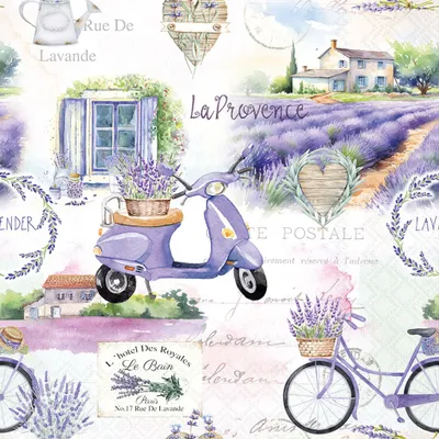 Produktbild von Servietten Papier 33x33cm 3-lagig mit La Provence Motiv 20 Stück