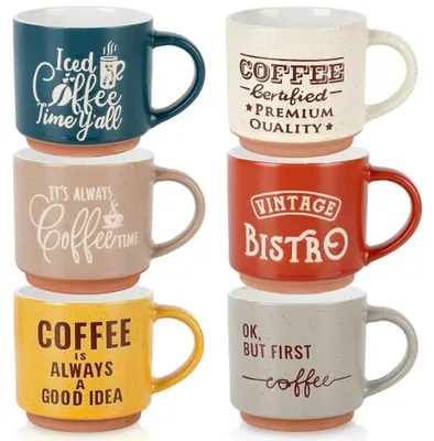 Image de Tasses en céramique - 230 ml - Lot de 6 - Multicolores