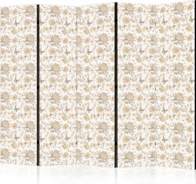 Immagine prodotto di Paravento bifacciale Fiori 225x172 cm 5 pezzi bianco