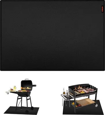 Obrázok produktu pre Čierna podložka pod gril 150 x 100 cm, skladací podnos, protišmyková úprava, pre plynové a uhlíkové grily