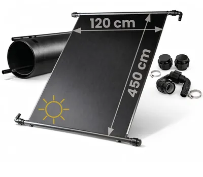Produktbild von HAF Solarkollektor Poolheizung (2x 450x120cm) – Sonnenenergie für Gartenpool, Heizmatte um 60m³ Wasser mit Solar 6°C zu erwärmen (Ohne Solarweiche)