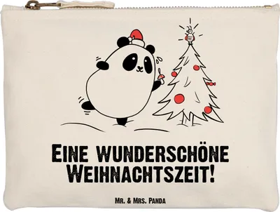 Produktbild von Mr. & Mrs. Panda Kulturbeutel Panda Weihnachtszeit Grösse XL Große - Weiß - Geschenk, Stiftemäppchen, pencil case, Federmappe, Mäppchen, Stifteetui