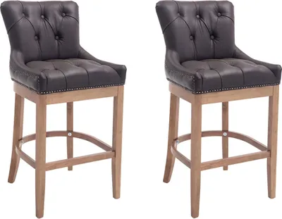 Produktbild von CLP 2er Set Barhocker Lakewood Echtleder gepolstert braun Gestell Farbe antik-hell