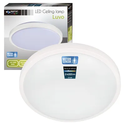Produktbild von MasterLED Deckenleuchte LED LUVO 24W Weiß Ø32,5cm IP44 | 4000K Neutralweiß | mit RF-Mikrowellensensor Bewegungserkennung 360°