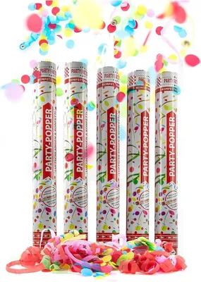 Produktbild von Party Popper 40cm Luftschlangen Konfetti bunt 5er Set Party Deko