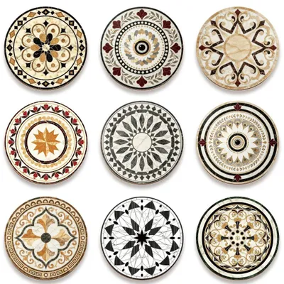 Holz-Untersetzer mit Mandala-Motiv, 9 Stück, 10 cm