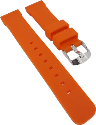 Produktbild von Minott Uhrenarmband Silikon glatt orange weich Breitdornschließe silbern, Stegbreite:18mm, Schließe:Silbern