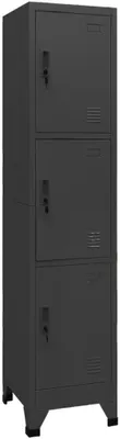 Produktbild von Aktenschrank mit 3 Schlössern, 180 cm hoch, Aktenschränke für Heimbüro, schmaler vertikaler Metall-Aktenschrank, Büro-Aufbewahrungsschrank, Organizer für Brief/Recht/A4/F4 (Anthrazit)