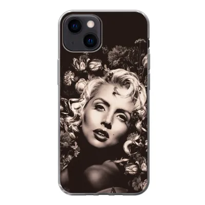 Produktbild von MuchoWow® Handyhülle Schutzhülle Hülle für iPhone 13 mini Frau - Blumen - Schmetterling Silikon Softcase Handy Hülle - Softcase