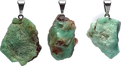Immagine prodotto di Ciondolo con pietra preziosa grezza di crisoprasio - confezione da 3 pezzi - ± 2,5 cm