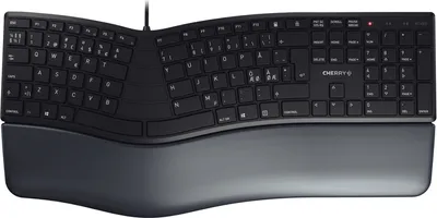 Produktbild von CHERRY KC 4500 ERGO, Volle Größe (100%), Kabelgebunden, USB, AZERTY, Schwarz