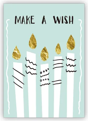 Produktbild von 4x Schicke türkise Geburtstags Glückwunschkarte mit Kerzen: Make a wish