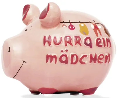 Produktbild von KCG 100929 Spardose Schwein "Hurra ein Mädchen" - rosa, klein