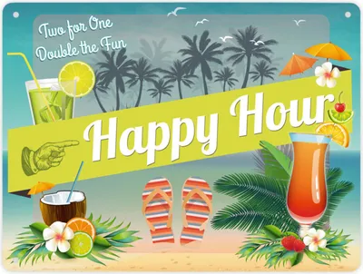 Produktbild von Metallschild XL mit Spruch: Happy Hour Schild Blechschild Aluminiumschild