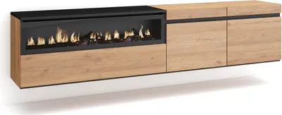Produktbild von TV-Schrank, Lowboard, 200x35x45cm, Für TV-Geräte bis zu 80", Elektrokamin, Hängend, Eiche farbe