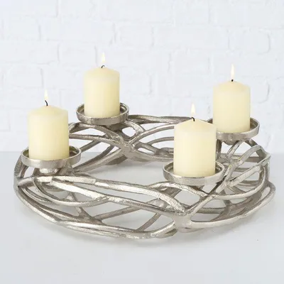 Produktbild von Kerzenleuchter Ringval Adventskranz Aluminium Silber Ø 40 cm