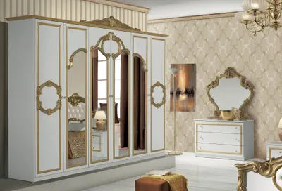 Produktbild von Kleiderschrank 6trg Barocco in weiss gold Klassik