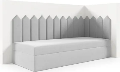 Produktbild von LIKMA Kinderbett 100x200 cm Asche Bett mit Bettkasten Jugendbett Polsterbett Kopfteil Velvet Stoff
