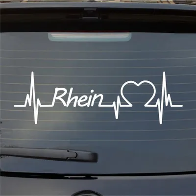 Produktbild von Heckscheibenaufkleber Rhein Herzschlag Puls Fluss Wasser Liebe 55x17 cm Weiss Glanz Auto Aufkleber Sticker
