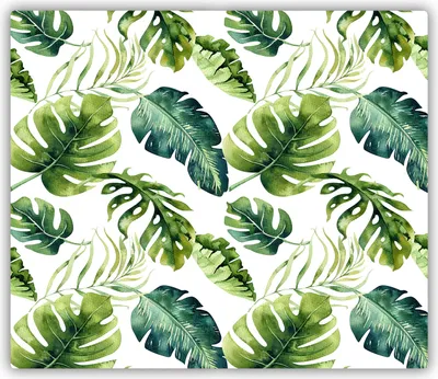 Produktbild von Tulup Glas Herdabdeckplatte Glaskeramikkochfeld-Abdeckung Spritzschutz Glasabdeckplatte Kochplattenabdeckung und Schneidebrett - Einteilig - 60x52 cm Tropische Blätter