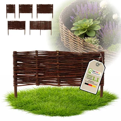Immagine prodotto di Floranica 1 pezzo Recinzione in vimini 30 cm x 60 cm – Staccionata da giardino intrecciata Palizzata Recinzione naturale Bordo aiuola