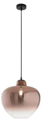 Immagine prodotto di Lampada a Sospensione BOWL in Vetro Colore Rame, Attacco E27 Max 60W, Montatura Nero Opaco e Cavo in Tessuto Nero Elegante - Perenz