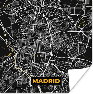 Produktbild von MuchoWow® Poster Madrid - Gold - Stadtplan - Karte 75x75 cm - Wand Dekoration