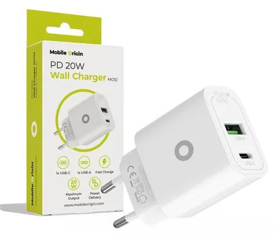 Image de Chargeur mural Mobile Origin Pd20W Mo12, blanc, 1 port USB-A + 1 port USB-C