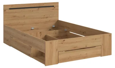 Produktbild von Canu Bett 140x200 cm 3 Schubladen grau, Eiche Nachbildung.