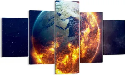 Produktbild von Bild auf Leinwand - Leinwandbild - Universum Erde Feuer Globus - 125x70cm - Wand Bild - Wanddeko - Leinwanddruck - Bilder - Kunstdruck - Wanddekoration - Leinwand bilder - Wandkunst - EA125x70-2875