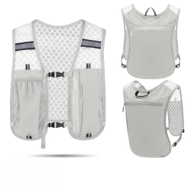 Produktbild von Unisex Laufweste, viele Taschen, verstellbarer Brustgurt, superleicht, atmungsaktiv, reflektierend, Trinkblase, für Wandern, Radfahren, Outdoor(Grau)