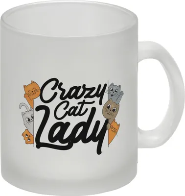 Produktbild von Katzen Glas Tasse Crazy Cat Lady