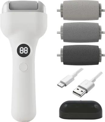 Produktbild von Elektrischer Hornhautentferner Fußpflegegerät 3 Rollen 3 Stufen Akku 1200mAh für glatte & weiche Füße schnelle Pediküre