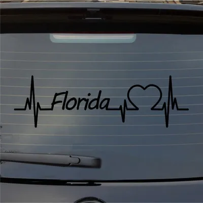 Produktbild von Heckscheibenaufkleber Florida Herzschlag Puls Staat State USA Liebe 55x16 cm Schwarz Glanz Auto Aufkleber Sticker