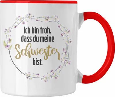 Produktbild von Trendation - Beste Schwester Tasse Spruch Geschenkidee Geburtstag Schwester von Schwester (Rot)
