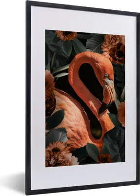 Produktbild von MuchoWow® MuchoWow® Gerahmtes Poster Flamingo - Rosa - Blätter 40x60 cm - Poster mit zchwarzem Bilderrahmen - Poster in Rahmen
