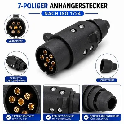 Produktbild von Auto Anhänger Adapter Stecker 7-polige 12V PVC Kunststoff