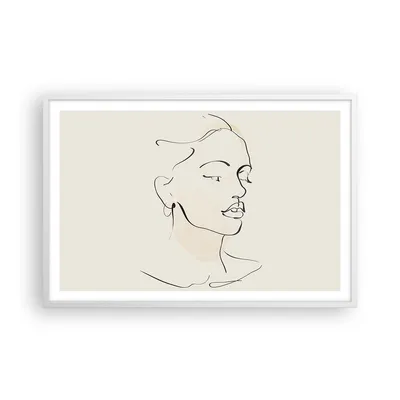 Produktbild von Gerahmtes Poster - Weißer Rahmen - Frau Zeichnung Linie - 91,5x61 cm - Wand Bild - Wanddeko - Wandbilder - Kunstposter - Wandposter - Bilderrahmen - Bilder - Kunstdruck - P2WAA91x61-5046