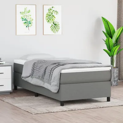 Image de Cadre de lit sans matelas gris foncé 100x200 cm Tissu