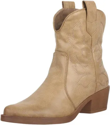 Produktbild von Damen Stiefeletten im Cowboy-Stil, braun, mit Blockabsatz und Reißverschluss