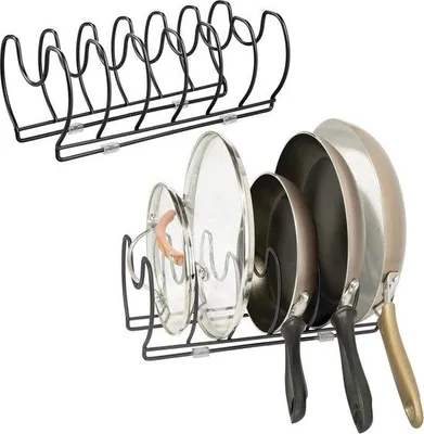 Produktbild von Famanu Serviergestell für Töpfe, Deckel und Teller - Set von 2 - Schwarz