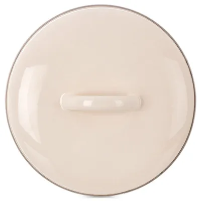 Image de Couvercle de casserole en acier émaillé avec poignée, crème, 16 cm