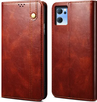 Produktbild von OPPO Reno7 5G Hülle, Leder Flip Brieftasche Schutzhülle für OPPO Reno7 5G Rot
