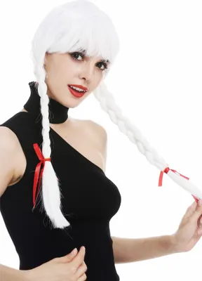 Produktbild von WIG ME UP Perücke Zöpfe lang geflochten Pony weiß XR-008-P60
