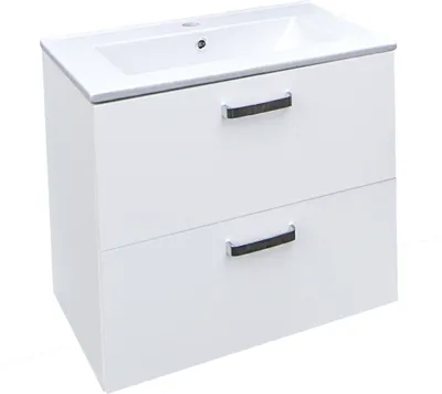 Zdjęcie produktu dla Szafka Wisząca z Białą Ceramiczną Umywalką TOSCANIA 60 - Nowoczesny Design, Cichy Domyk, Chromowane Uchwyty