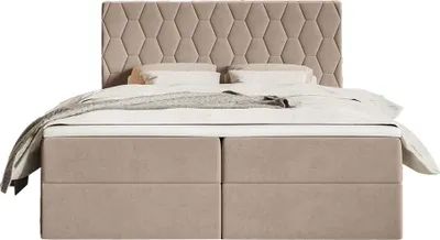 Produktbild von FEDVE Boxspringbett Wemio aus Velours 180x200 cm, Taupe