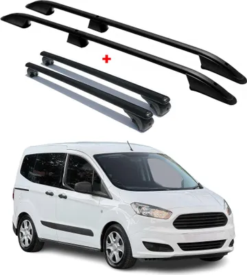 Obrázek produktu pro Sada střešních nosičů pro Ford Tourneo Courier 2014–2023, hliník, černá, 4 ks