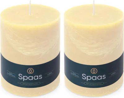 Produktbild von Spaas Rustikale Stumpenkerzen – Elfenbein – 100/130mm - ca. 95 Std. - 2 Kerzen