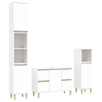 Image de vidaXL Ensemble de meubles de salle de bain 3 pièces blanc en bois composite
